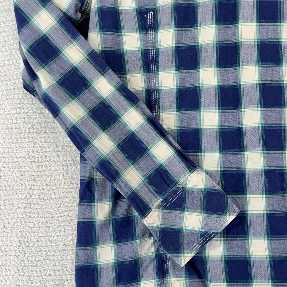 True Religion Western Pearl Snap Shirt Mens Large Blue White Plaid Long Sleeve - Picture 8 of 15